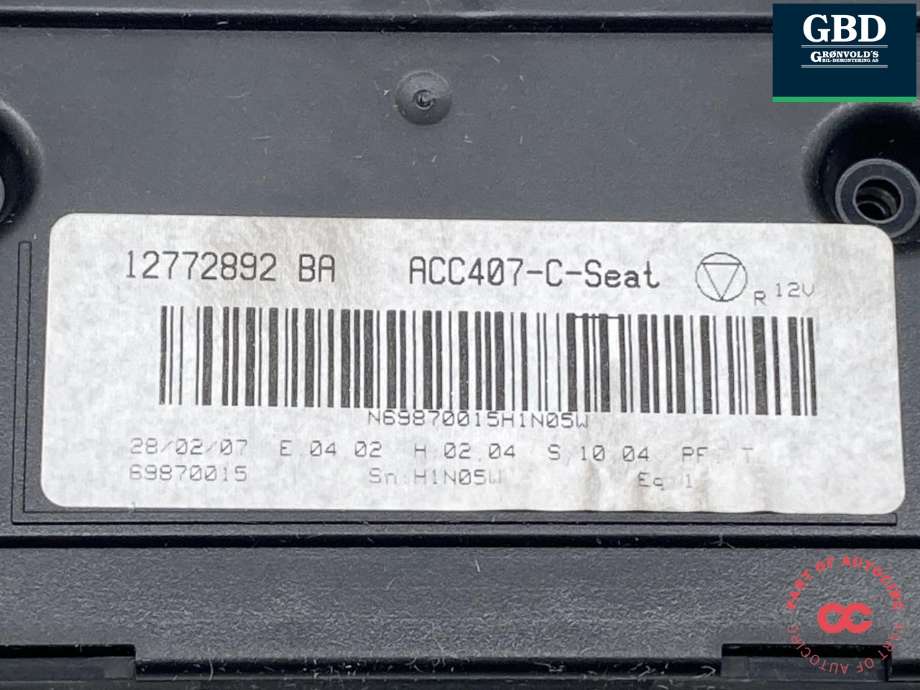 Varmeapparat betjening til Saab 9-3 2003-2007 (Type II, Fase 1) (12772891|12772892|)