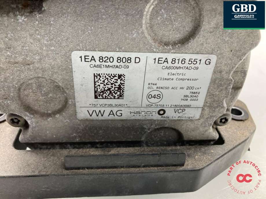 Aircondition kompressor elbil til VW ID.4 2020-->>  (1EA 820 808 H|1EA 820 808 D|1EA 820 808 E)