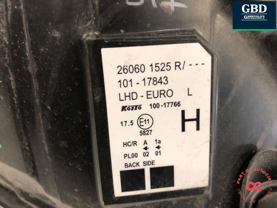 Frontlykt venstre halogen til Renault Kangoo 2008-2021 (Type II) (260607949R|)
