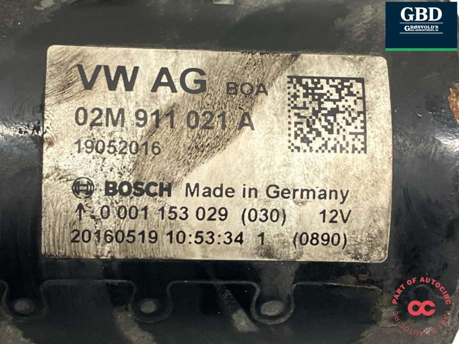 Starter diesel til VW Transporter / Caravelle 2015-2019 (T6) (T6) (02M 911 021 A|02M 911 021 AX|)