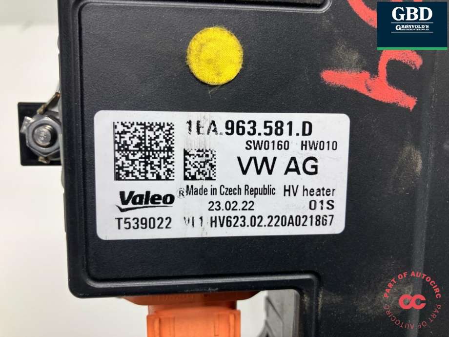 Varmeapparat PTC-heater til Škoda Enyaq 2021-->>  (1EA 963 581 E|1EA 963 581 D|)
