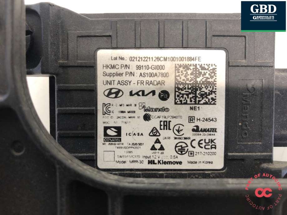 Sensor radar til Hyundai Ioniq 5 2021-->>  (99110GI000|)
