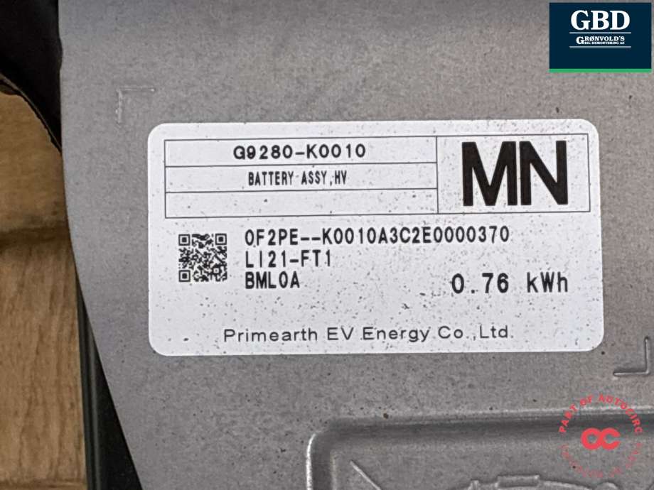 Batteripakke hybrid til Toyota Yaris 2020-->> (Type IV)  (PRIMEARTH EV ENERGY|G951052080|G9280-K0010|)