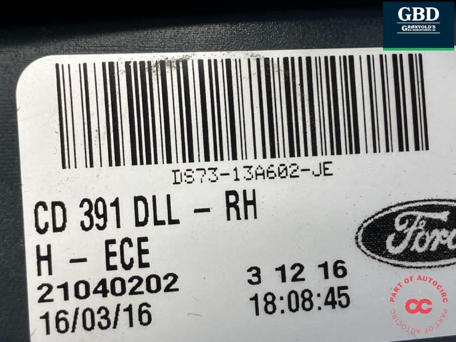 Baklykt høyre indre til Ford Mondeo 2014-2019 (Type V, Fase 1) (2345659|DS73-13A602-JE|)