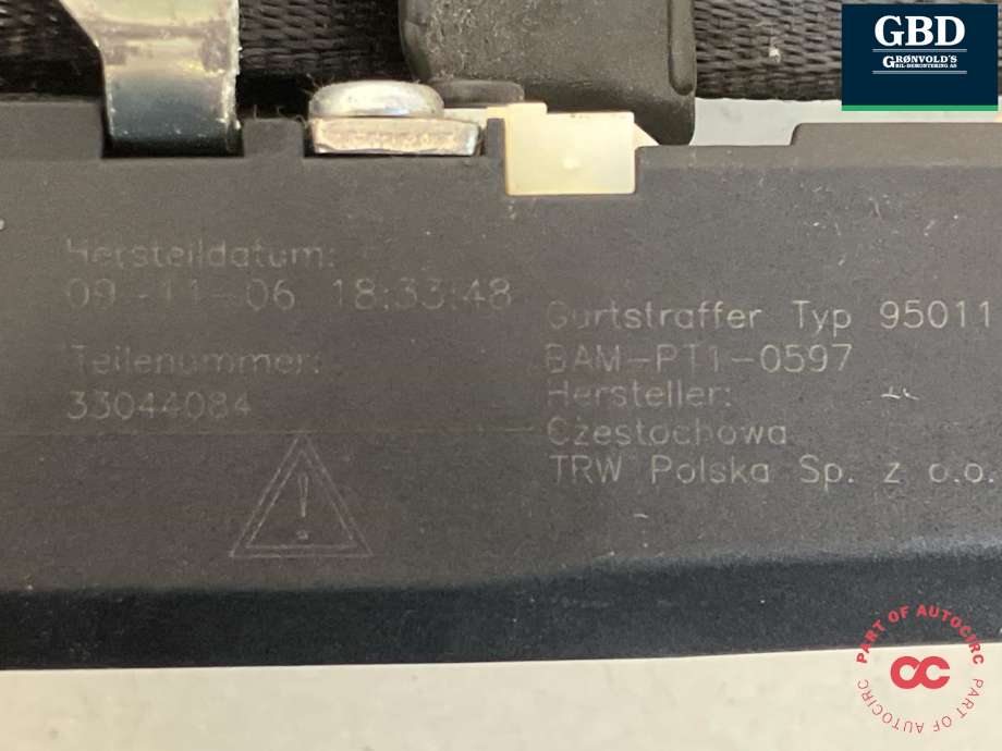 Sikkerhetsbelte foran venstre til VW Touran 2007-2010 (Type I, Fase 2) (1T1 857 705 B|1T1 857 705 C RAA|1T1 857 705 B RAA)