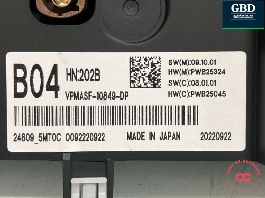 Instrumentpanel til Nissan Ariya 2022-->>  (248095MT8C|248095MT0C|)