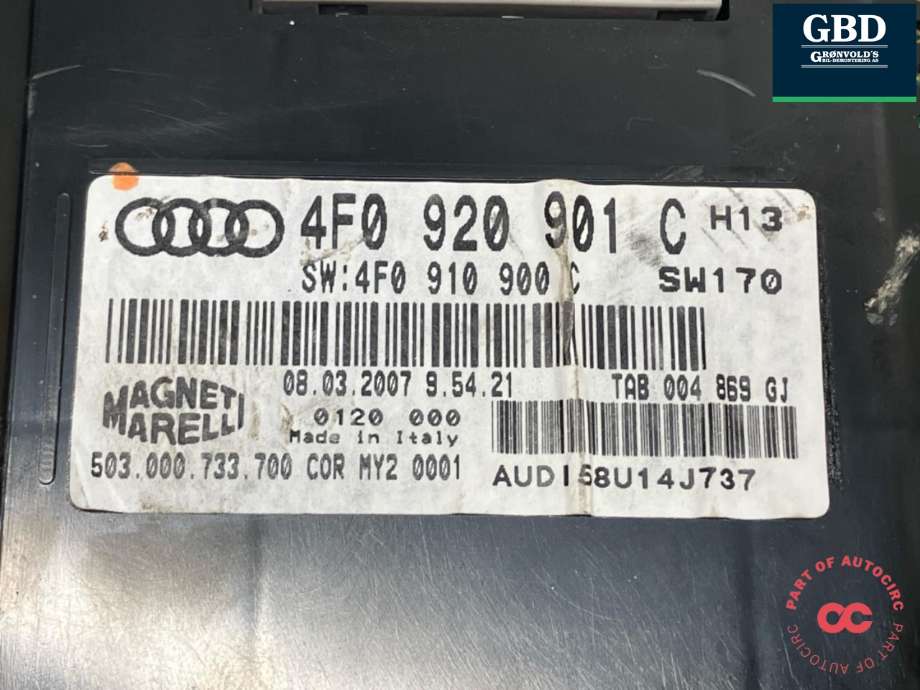 Instrumentpanel til Audi A6, Allroad 2006-2008 (Type II, Fase 1) (C6) (C6) (4F0 920 901 G|4F0 920 901 GX|4F0 920 901 C)