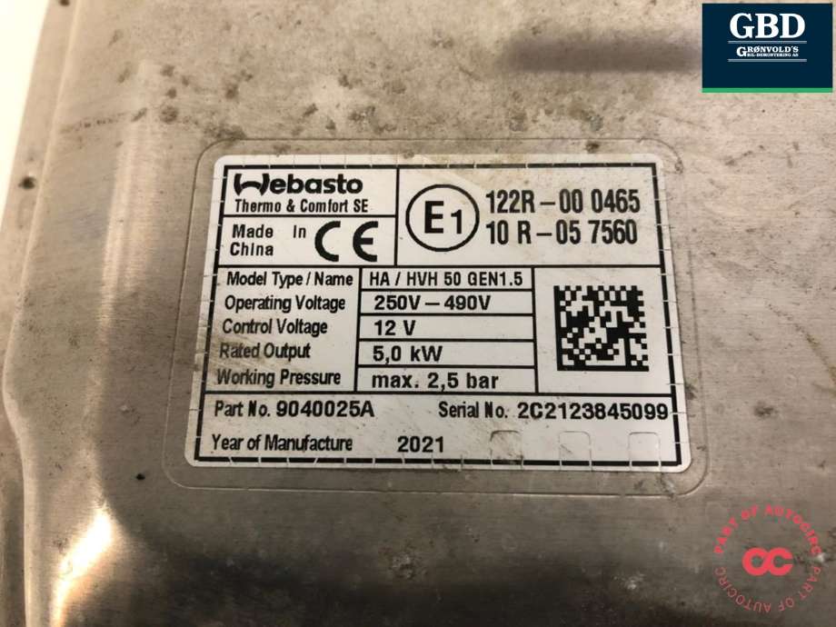 Batterivarmer/kjøl til NIO ES8 2021-->> (9040025A|)