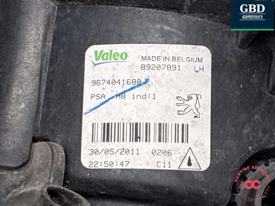 Tåkelykt venstre foran til Peugeot 308 2011-2013 (Type I, Fase 2) (6208 X5|89207891|)