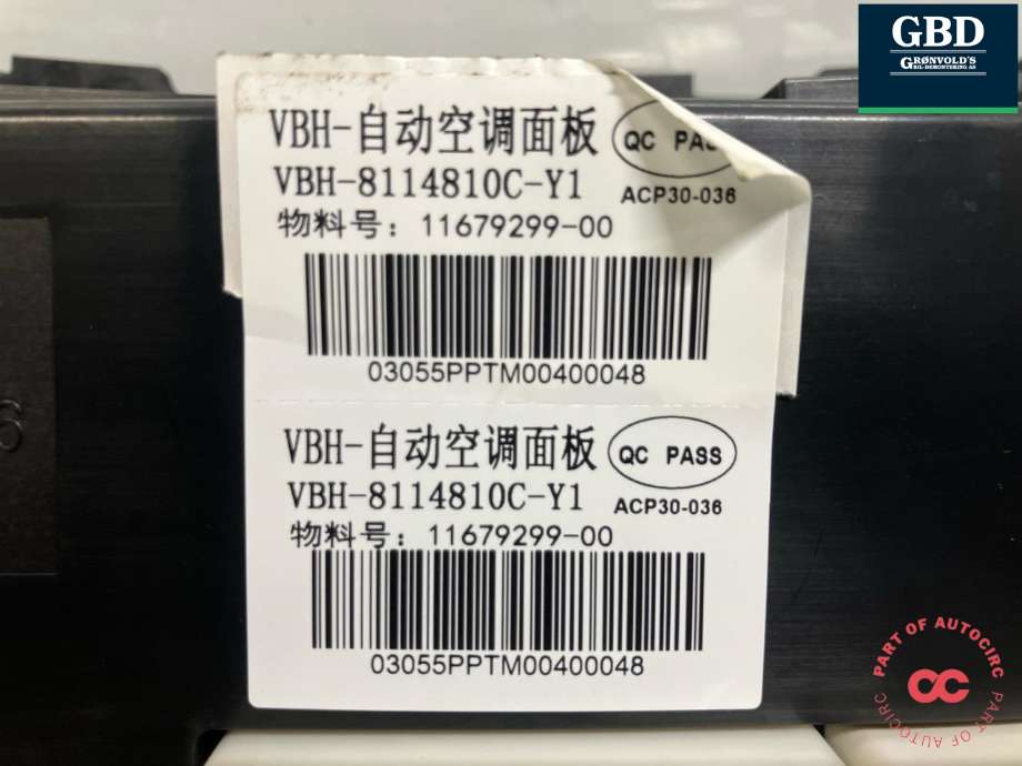 Varmeapparat betjening til BYD T3 2020-->> (VBH-8114810C-Y1|)