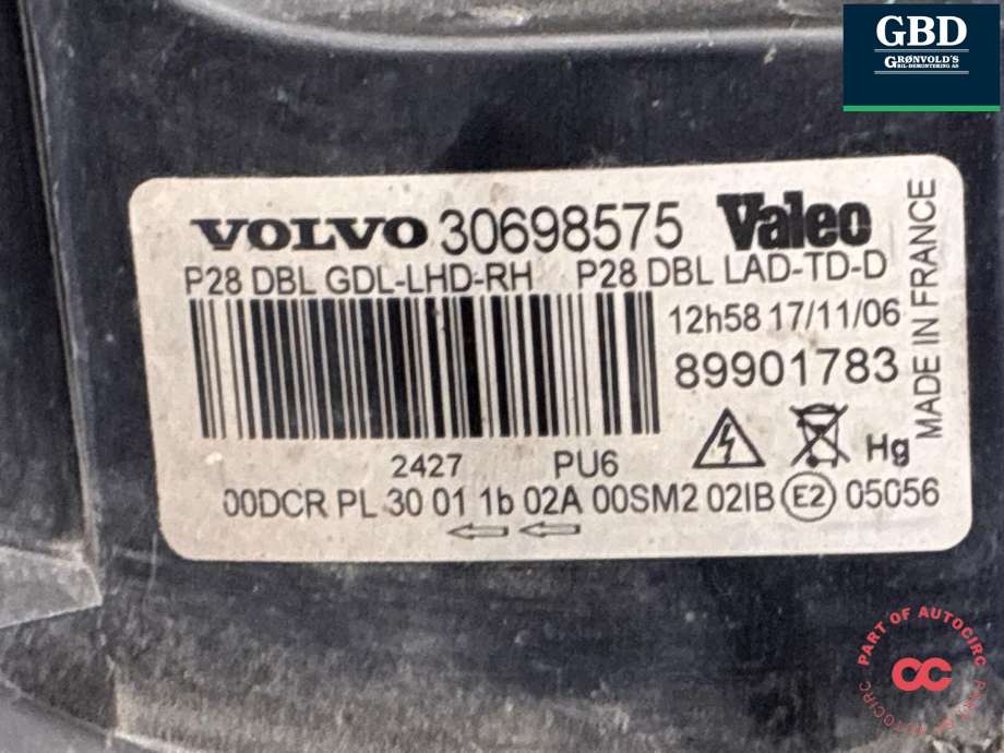 Frontlykt høyre xenon til Volvo XC90 2002-2006 (Type I, Fase 1) (31446869|)