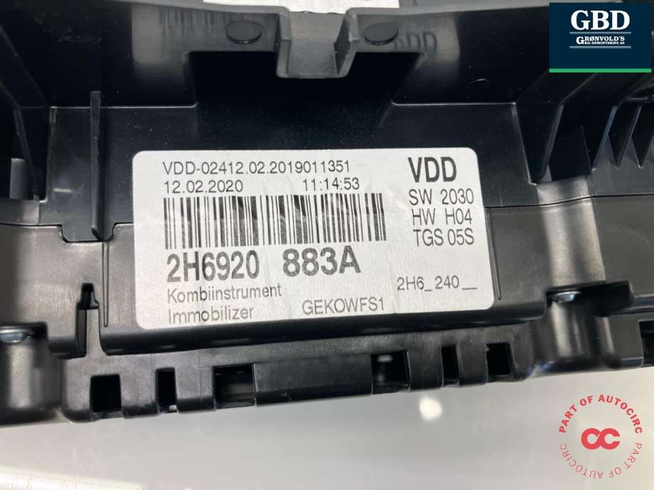 Instrumentpanel til VW Amarok 2016-2022 (Type I, Fase 2) (2H6 920 883 A|2H6 920 883 AX|)