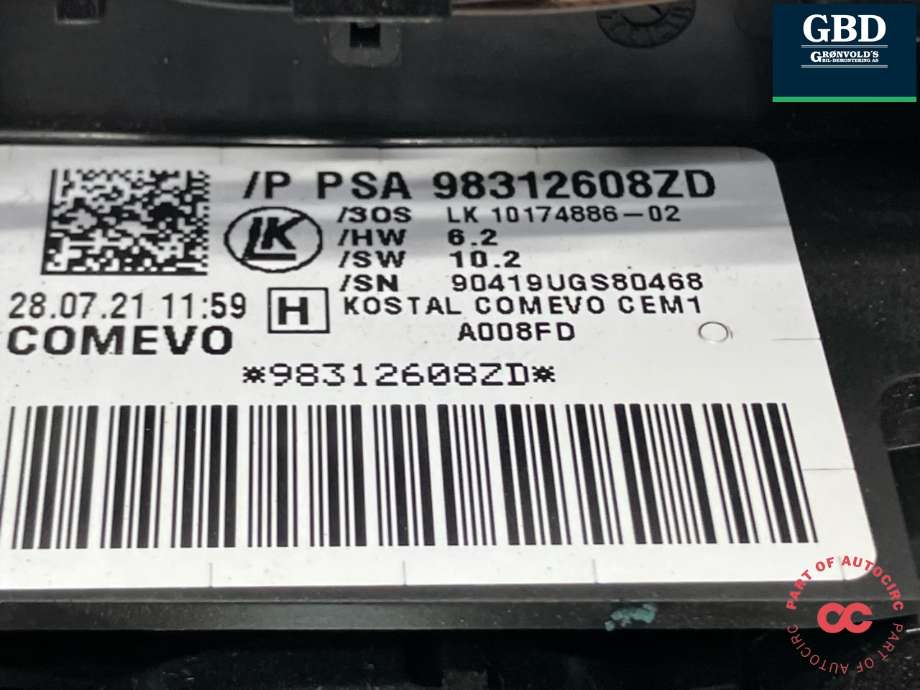 Bryter combi til Peugeot 3008 2016-->> (Type II) (98 312 608 ZD|)