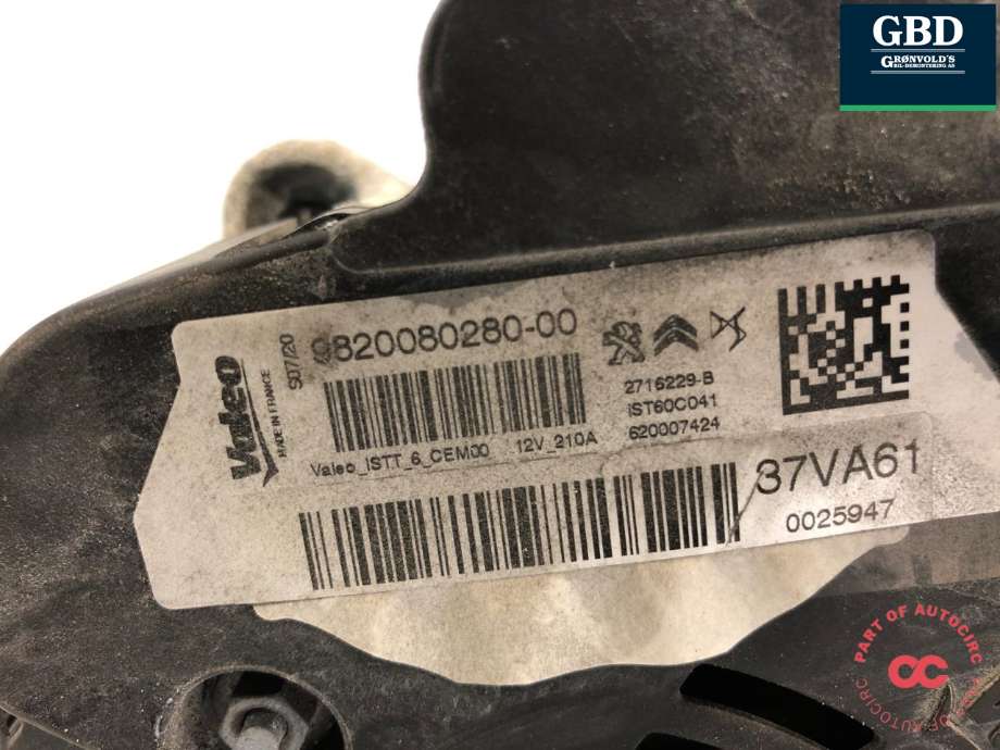 Dynamo til DS DS7 Crossback 2018-->> (98 200 802 80|16 536 687 80|)