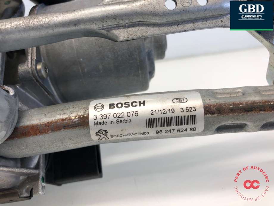 Viskermotor frontrute komplett m/overføring til DS DS7 Crossback 2018-->>  (98 247 624 80|)