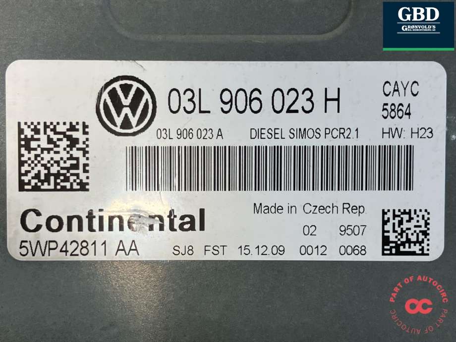 Styreenhet motor til VW Golf, Plus/Cross 2009-2013 (Fase 2)  (03L 997 558|)