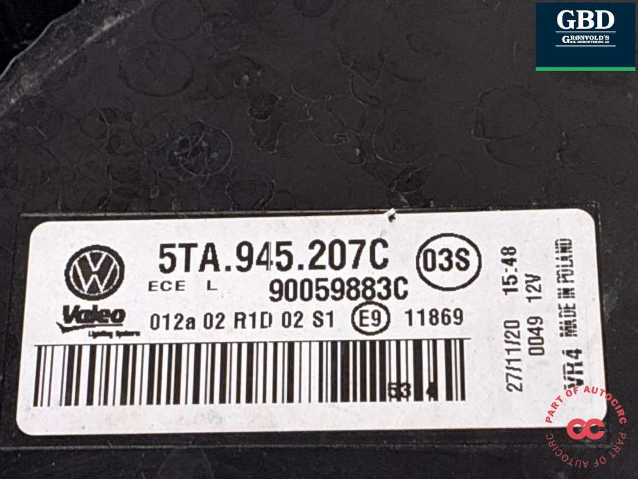 Baklykt venstre ytre til VW Touran 2015-2021 (Type II)  (5TA 945 207 C|)