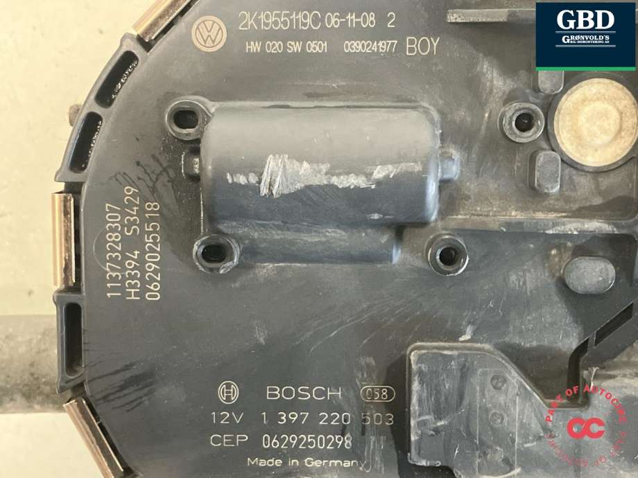 Viskermotor frontrute komplett m/overføring til VW Touran 2007-2010 (Type I, Fase 2)  (1T1 955 601 A|)