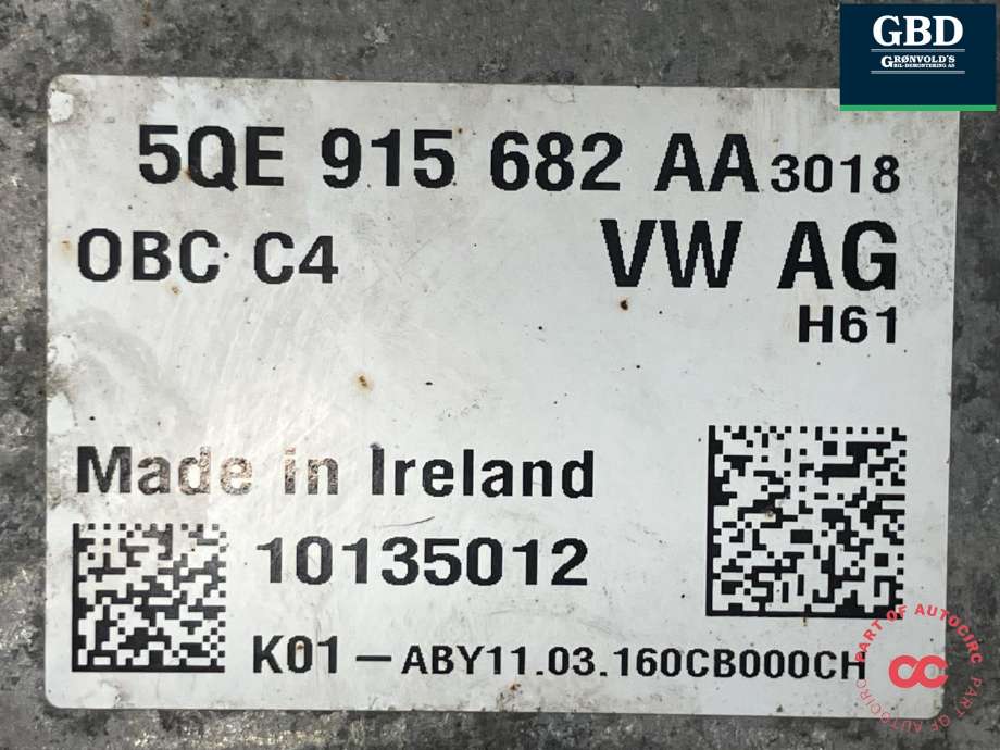 Batterilader (OBC - On Board Charger) til VW Golf VII 2012-2017 (Fase 1)  (5QE 915 682 AA|10135012|)