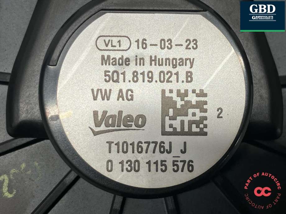 Varmeapparat motor til VW Golf VII 2012-2017 (Fase 1)  (VALEO|5Q1 819 021 H|5Q1 819 021 B|T1016776J| 0 130 115 576)