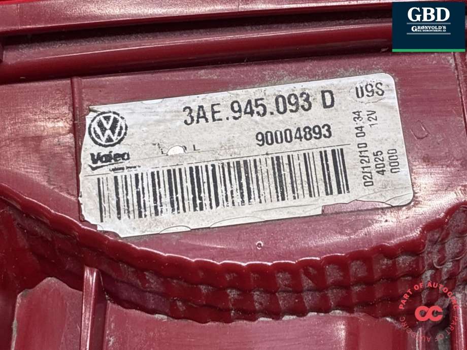 Baklykt venstre indre til VW Passat 2011-2015 (B7) (B7) (3AE 945 093 J|)
