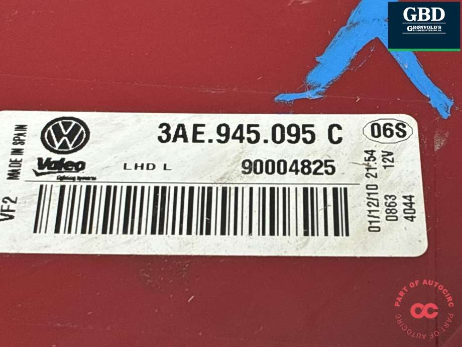 Baklykt venstre ytre til VW Passat 2011-2015 (B7) (B7) (3AE 945 095 F|)