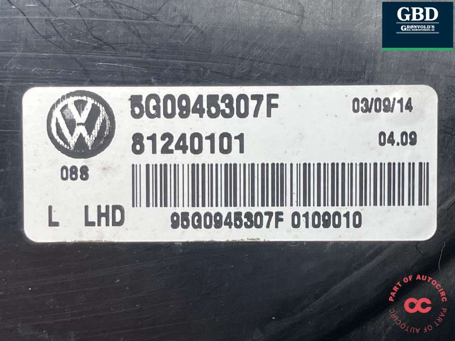 Baklykt venstre indre til VW e-Golf 2014-2017 (Fase 1)  (5G0 945 307 F|81240101|)