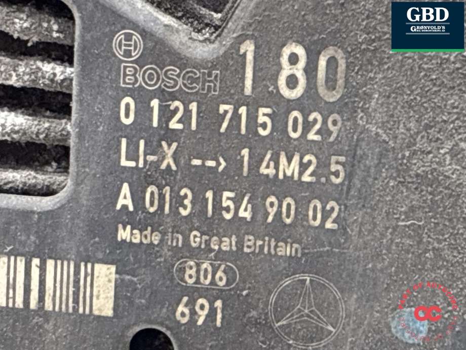 Dynamo diesel til Mercedes E-Klasse 2006-2009 (Fase 2) (W211) (W211) (A 013 154 90 02 80|A 013 154 90 02|121 715 029)