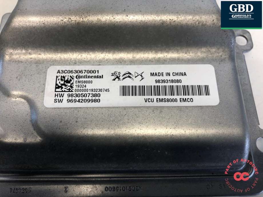 Styreenhet motor til DS DS7 Crossback 2018-->>  (9839318080|)