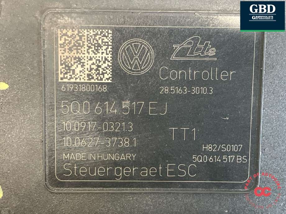 ABS sentral til VW Touran 2015-2021 (Type II)  (5Q0 614 517 EJ|5Q0 614 517 FB BEF|5Q0 614 517 EJ BEF)