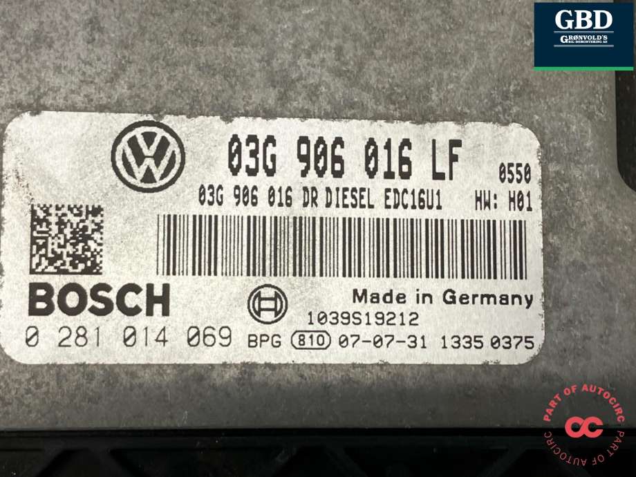 Styreenhet motor til VW Caddy 2004-2010 (Type III, Fase 1)  (03G 906 016 LF|)