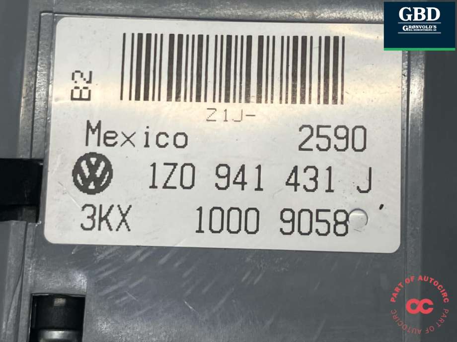 Bryter lys til Škoda Octavia 2009-2013 (Type II, Fase 2) (1Z0 941 431 J|1Z0 941 431 J REH|)