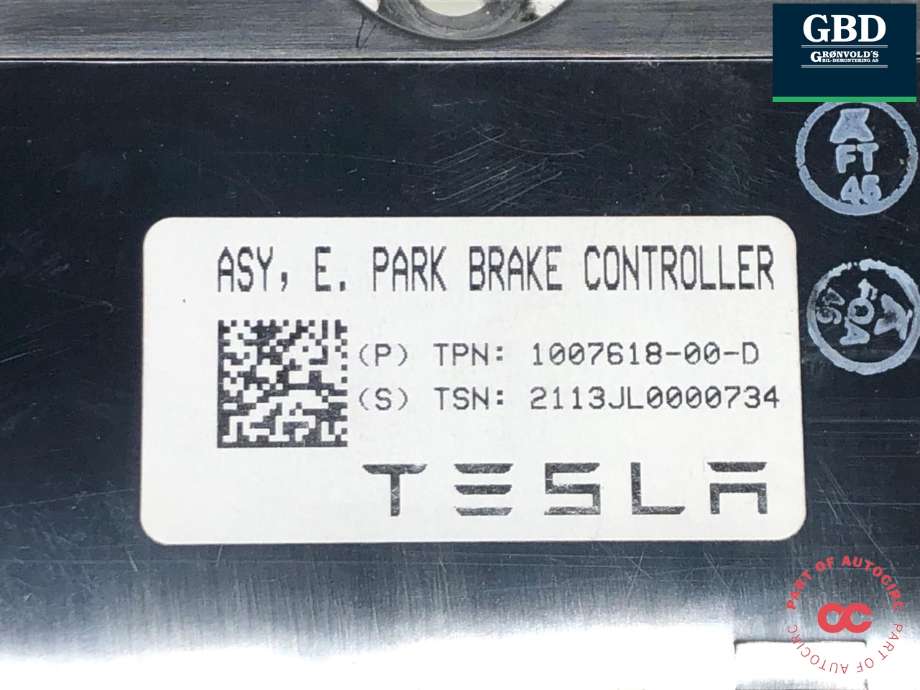 Styreenhet elektrisk parkbrems (EPB) (UTGÅR) til Tesla Model S 2013-2016 (Fase 1)  (1007618-00-J|1007618-00-D|)