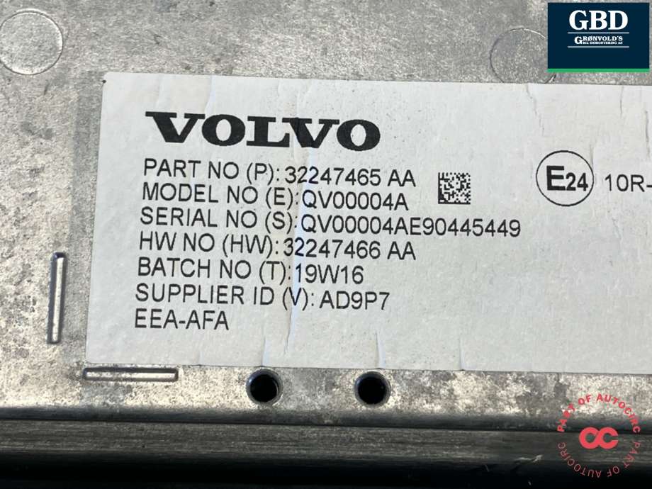 Multimedia display (MCU - Media Controller Unit) til Volvo XC60 2017-->> (Type II)  (32247465 AA|32247466|)