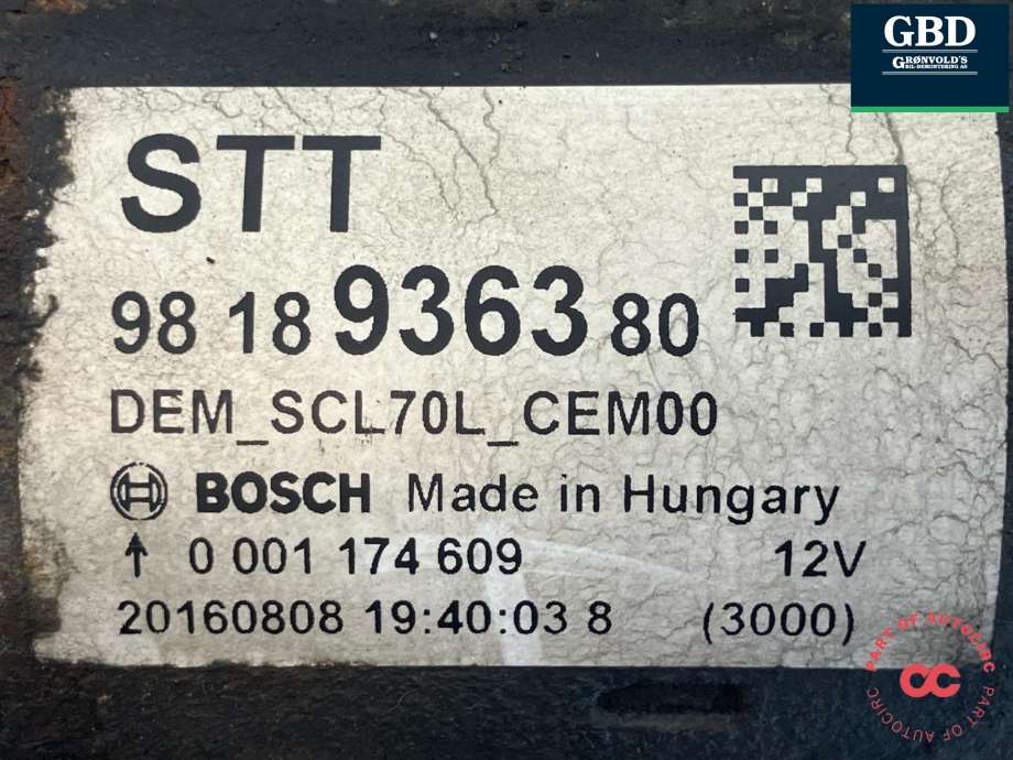 Starter diesel til Peugeot Boxer 2014-->> (Type III, Fase 2) (98 189 363 80|16 248 205 80|)