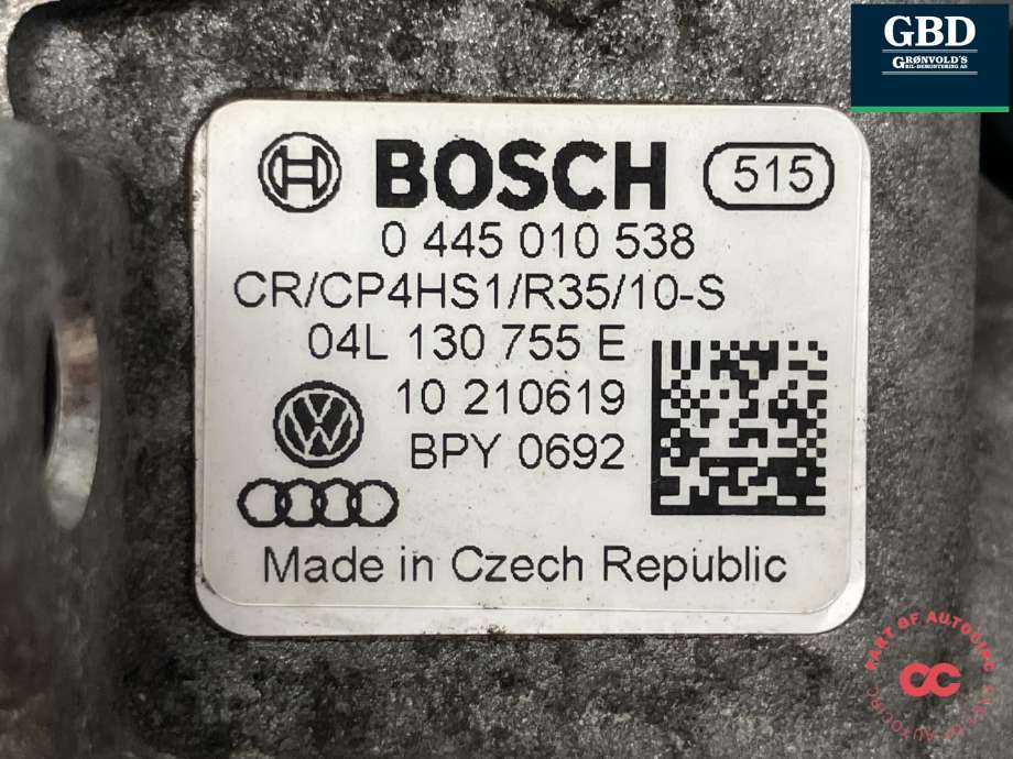 Dieselpumpe til VW Golf VII 2012-2017 (Fase 1)  (BOSCH|04L 130 755 E|04L 130 755 D|0 445 010 538)