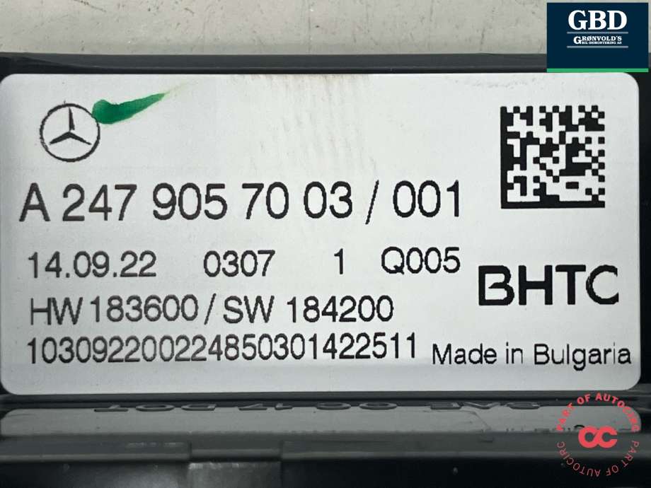 Varmeapparat betjening til Mercedes EQB 2022-->> (A 247 905 70 03|)
