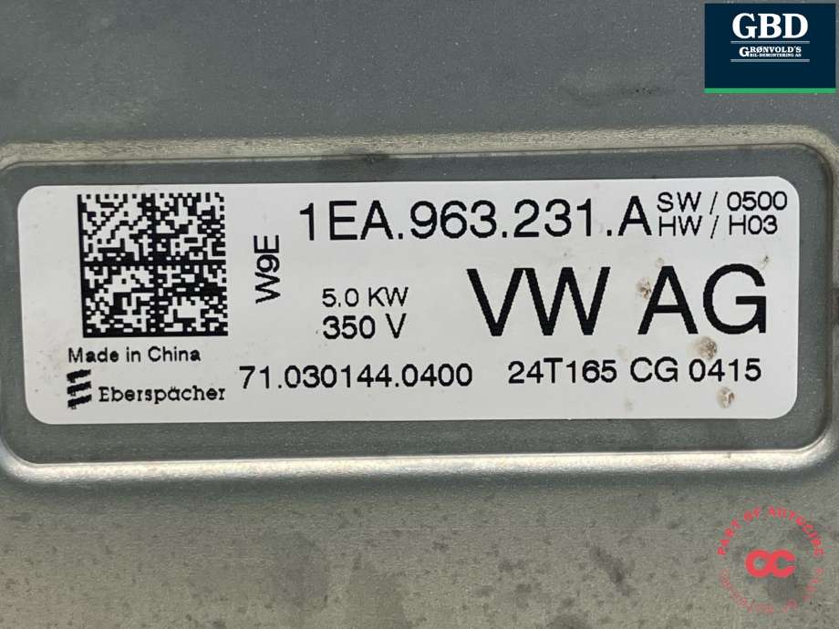 Batterivarmer/kjøl til VW ID.7 2023-->>  (1EA 963 221 G|1EA 963 231 A|71.030144.0400)