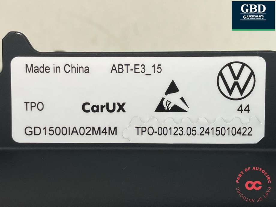 Multimedia display (MCU - Media Controller Unit) til VW ID.7 2023-->>  (1T3 919 606 H|TPO-00123.05.2415010422|)