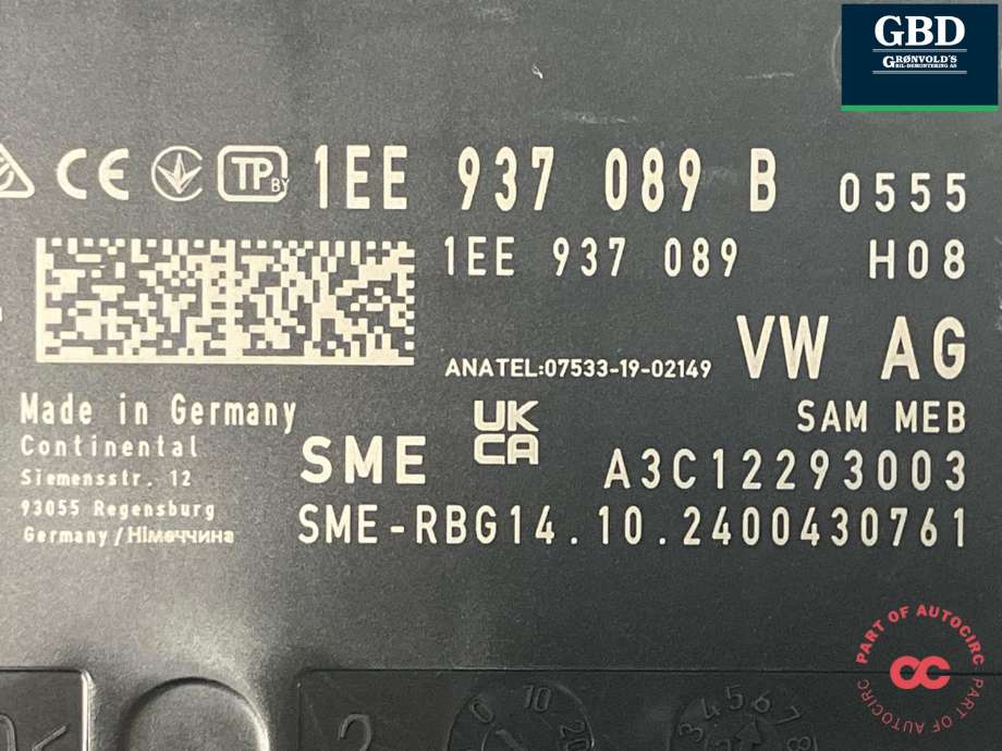 Styreenhet comfort (BCM) til VW ID.7 2023-->> (1EE 937 089 B|A3C12293003|)