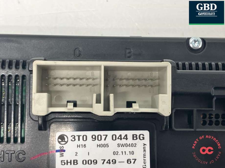 Varmeapparat betjening til Škoda Octavia 2009-2013 (Type II, Fase 2) (3T0 907 044 DA WHS|3T0 907 044 BG WHS|3T0 907 044 BG)