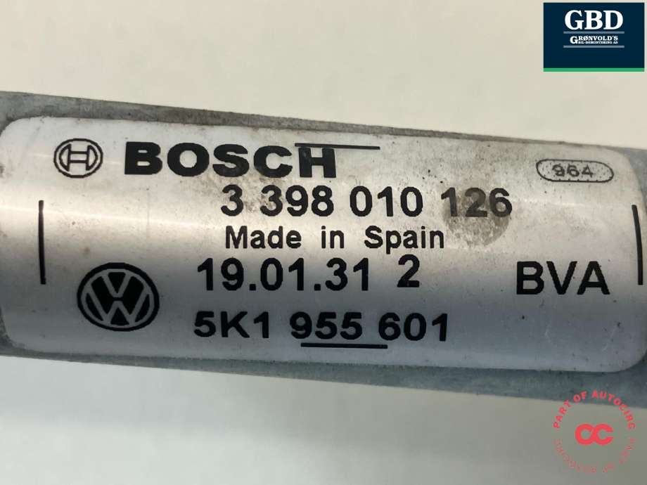 Viskermotor frontrute komplett m/overføring til VW Golf VI 2008-2012 (1Q1 955 119 C|1Q1 955 119 B|5K1 955 601 | 1K1 955 601 A)