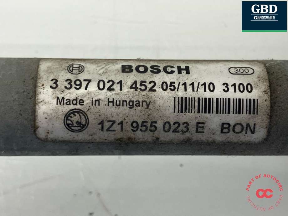 Viskermotor frontrute komplett m/overføring til Škoda Octavia 2009-2013 (Type II, Fase 2)  (1Z1 955 119 D|1Z1 955 601|1Z1 955 023 E)
