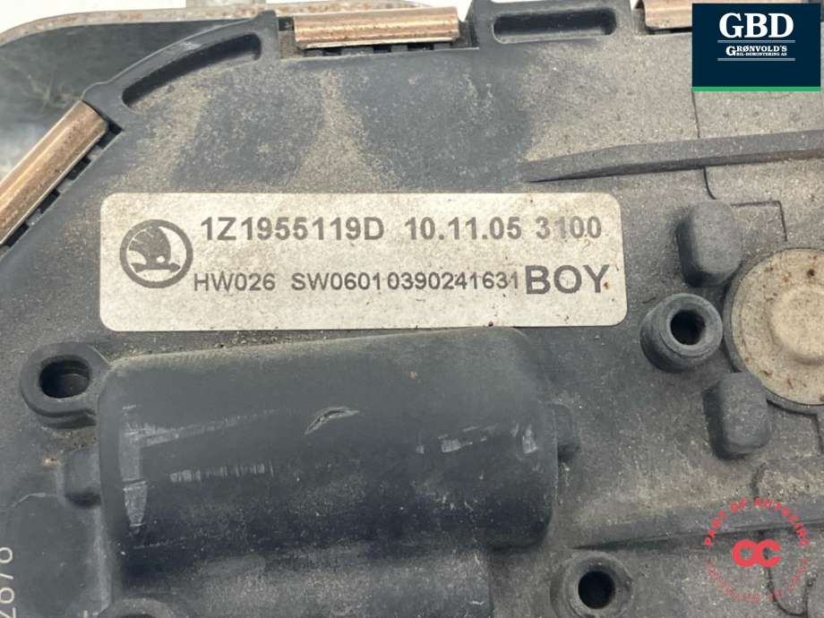 Viskermotor frontrute komplett m/overføring til Škoda Octavia 2009-2013 (Type II, Fase 2)  (1Z1 955 119 D|1Z1 955 601|1Z1 955 023 E)