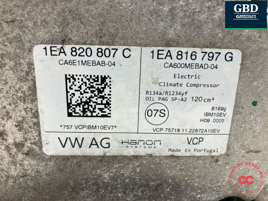 Aircondition kompressor elbil til VW ID.BUZZ 2022-->>  (1EA 820 807 C|)