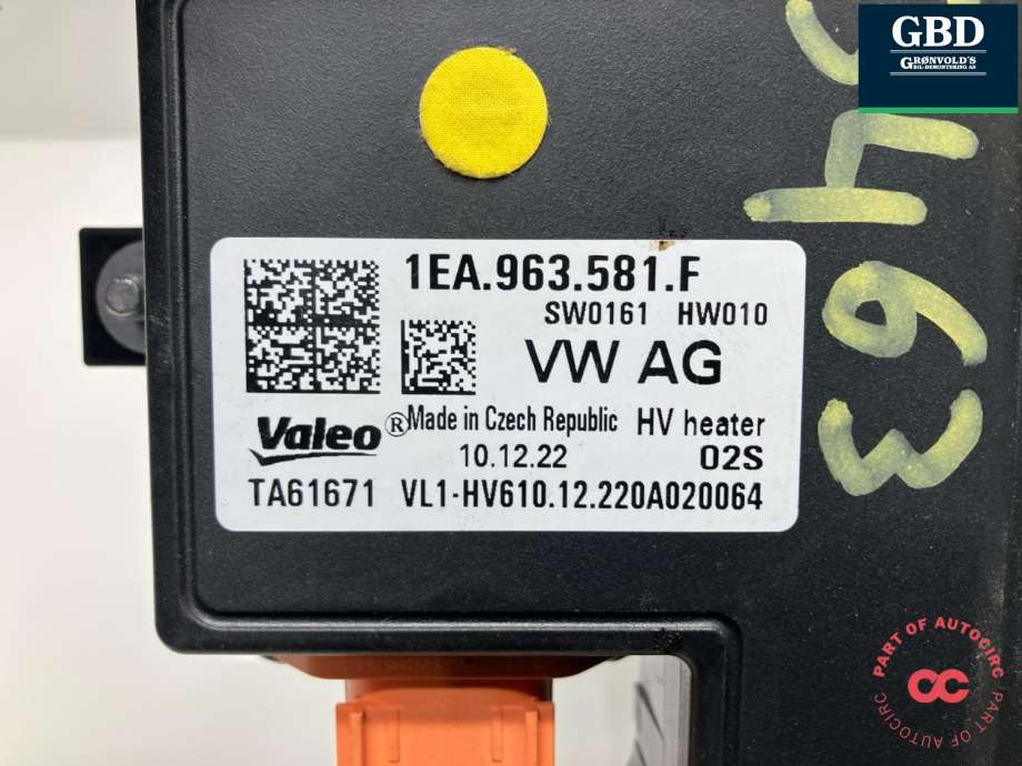 Varmeapparat PTC-heater til VW ID.BUZZ 2022-->> (1N3 963 221|1EA 963 581 F|)