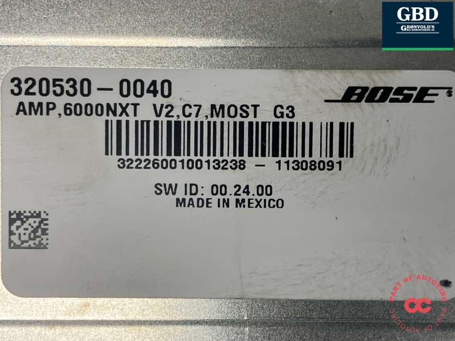 Bilstereo forsterker til Audi A7 2010-2014 (Type I, Fase 1) (BOSE|4G0 035 223 C|322260-0100|)