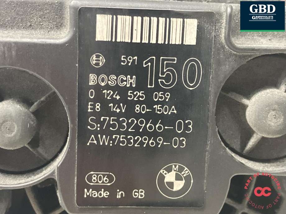 Dynamo til BMW 1-Serie 2004-2011 (E81/E82/E87/E88) (E81/E82/E87/E88) (BOSCH|12 31 7 533 270|12 31 7 532 966|0 124 525 059)