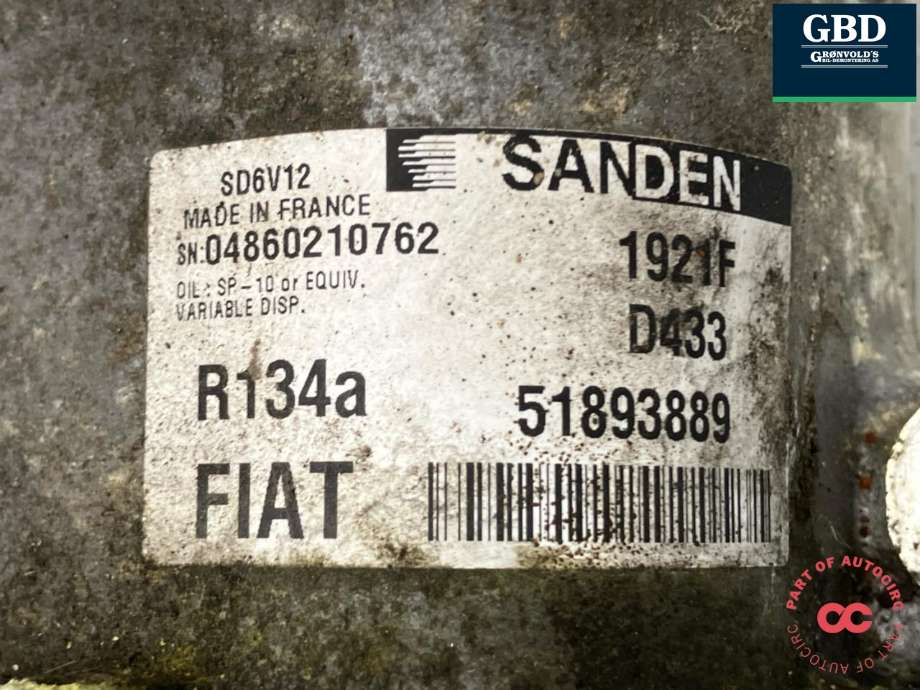 Aircondition kompressor til Fiat Doblo 2010-->> (Type II)  (71792267|51803075|51893889)