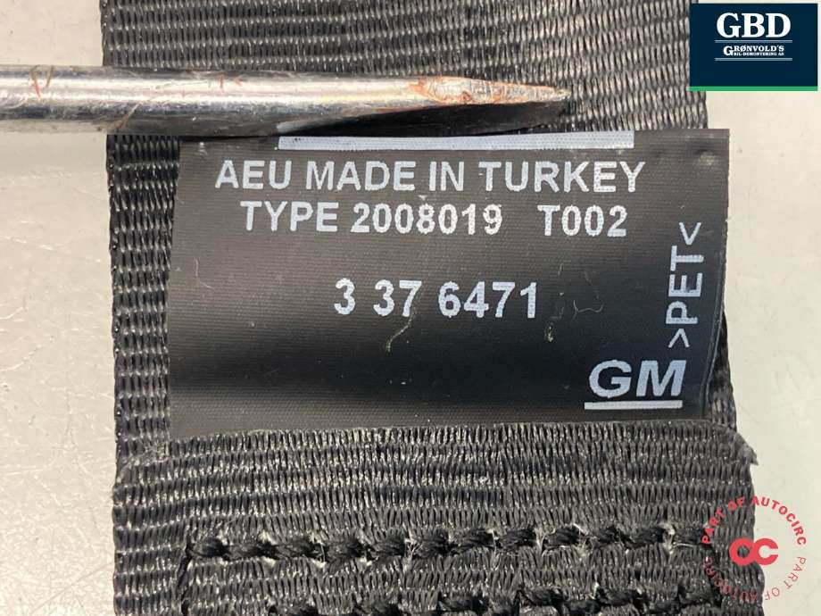 Sikkerhetsbelte foran høyre til Opel Combo D 2012-2018 (95515941|735584038|3 37 6471)